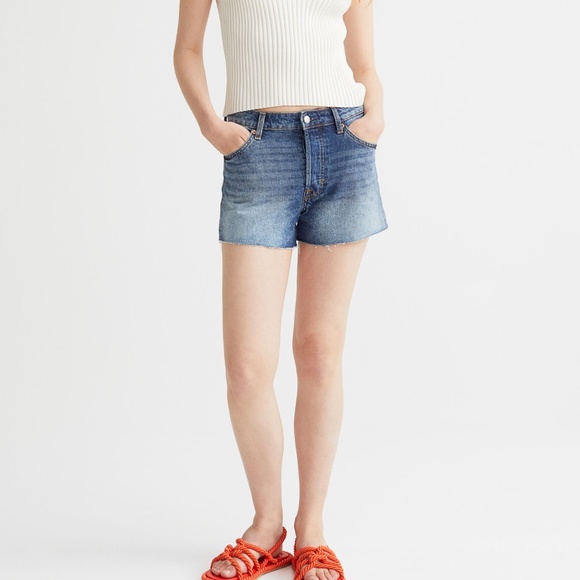 H&M vintage high waist denim cutoff shorts, size 6 - Picture 1 of 7